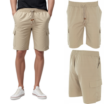 Spodenki męskie krótkie szorty z kieszeniami beżowe - Must