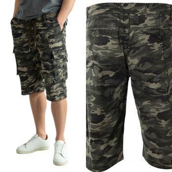 Spodenki męskie krótkie bojówki zielony-moro na lato - Gemello 