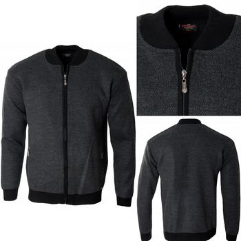Bluza męska czarna rozpinana na zamek wełniana dwie kieszenie na zamek - Devanti