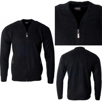 Bluza męska czarna rozpinana na zamek wełniany kieszenie na zamek Devanti