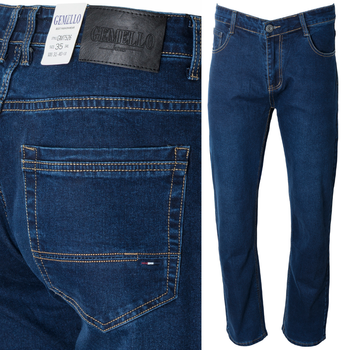 Spodnie jeansy męskie granatowe proste nogawki bawełniane klasyczne - Gemello